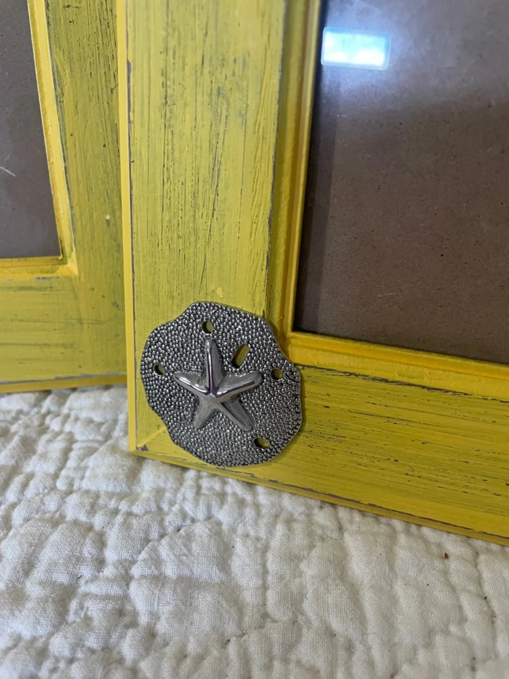 Yellow Coastal Sand Dollar Picture Frame - Set of 2 new 4x6 print